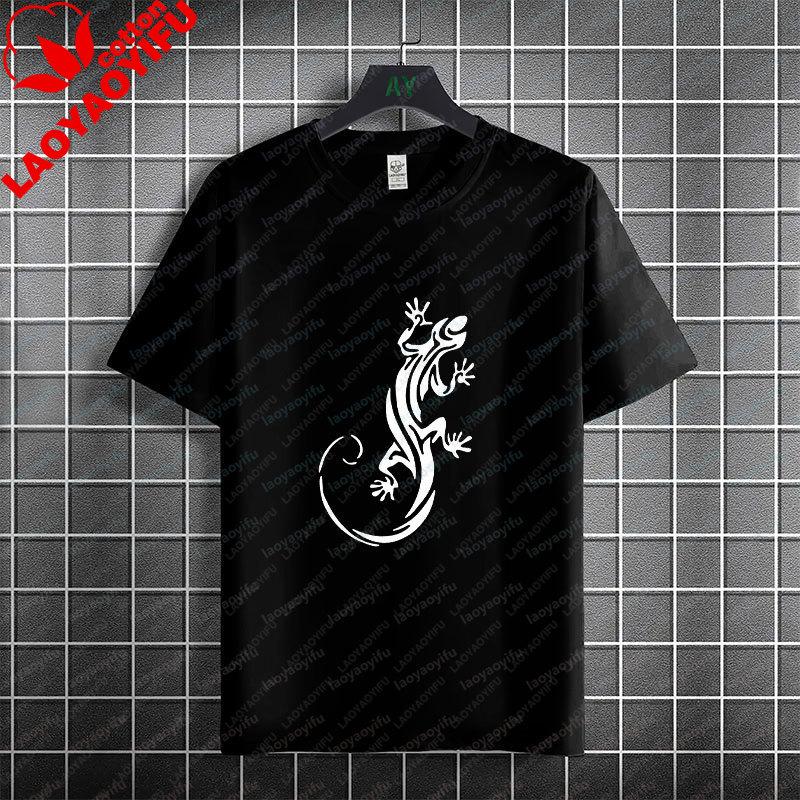 Unisex Unisexs Casual Attire For Geckothemed Streetwear Outfits Pure Cotton Short Sleeve Round Neck Fashion Tshirt