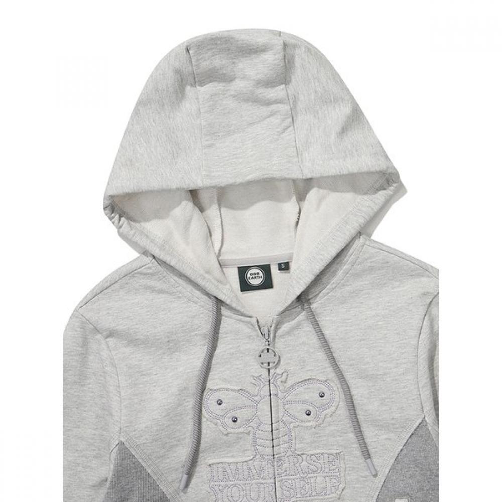 BBC EARTH Women S Cropped Hoodie Zip Up  Melange Gray  24SS