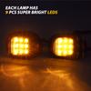 Universal 9 LED Motorcycle Flush Mount Turn Signal Light Flasher Turn Light lamp Motorbike Indicators Blinker Amber Lighting 12V