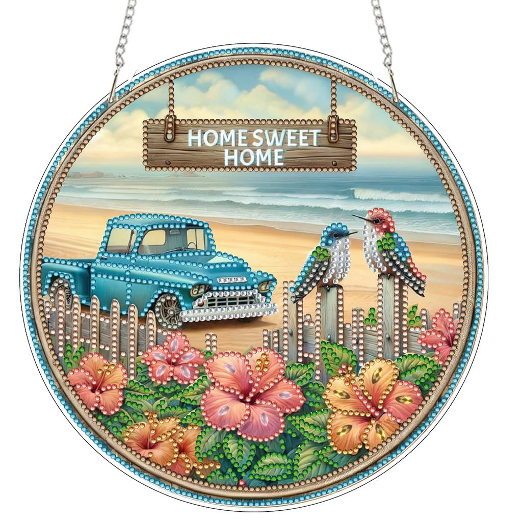 Landscape 2D Flat DIY Crystal Painting Crafts Kit Acrylic Diamond Painting Charms Kits for Living Room Home Office Decoration