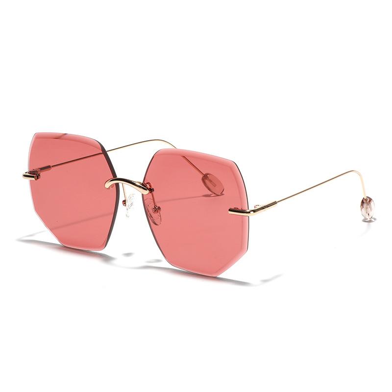 Glasses Borderless Frameless Light-Colored Sunglasses Men'S Polygonal Red Sunglasses Women'S Personalized Retro Glasses