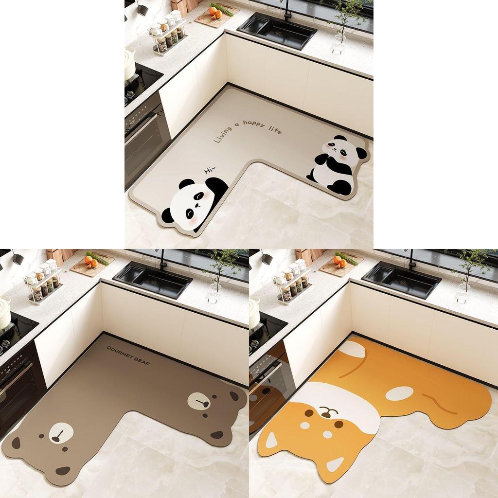 Cartoon Animal Kitchen Mat With Water Absorption Nonslip Silicone Diatom Mud For Home And Cooking Use