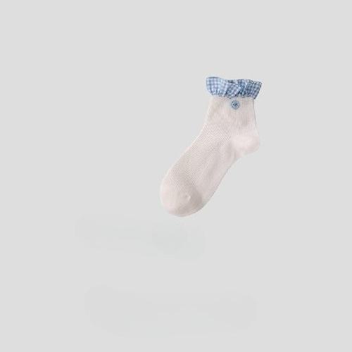 

Plaid Ruffle Socks Women Japanese Fashion Black White Gray Short Socks Cotton Breathable Sweet Girl Lolita Kawaii Low Tube Socks EUR 35-39