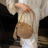 Women Hollow Straw Bag Circle Rattan Bag Round Soft Paper Rope Shoulder MessengerBag Tassel Summer Beach Handmade Crossbody Bags