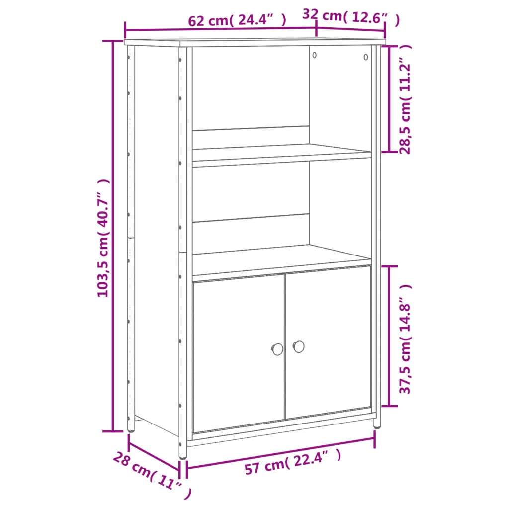 Highboard Black 62 x 32 x 103.5 cm Particleboard