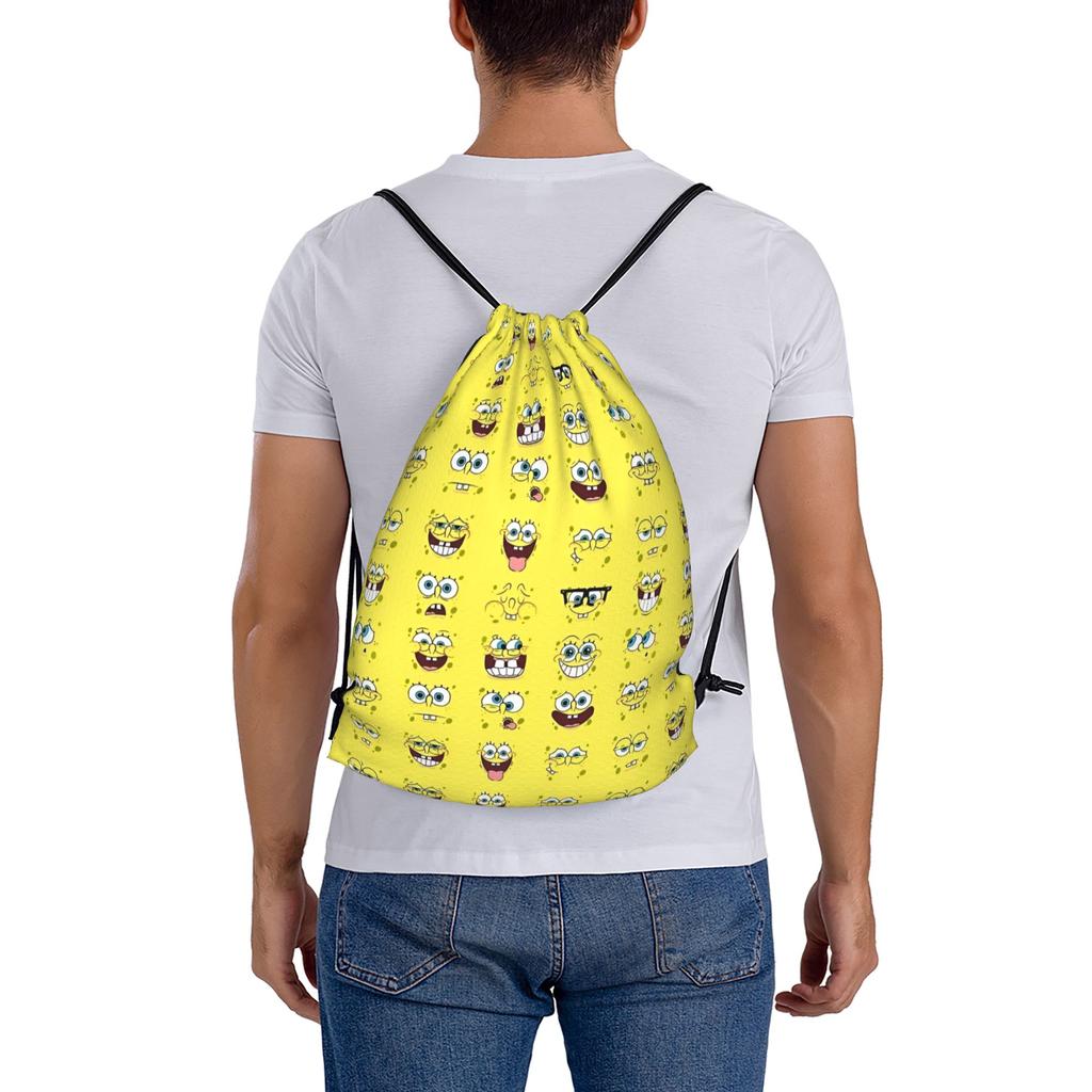 Custom S-Sponges Anime Bobes Drawstring Bags Men Women Lightweight Cartoon Sports Gym Storage Backpack