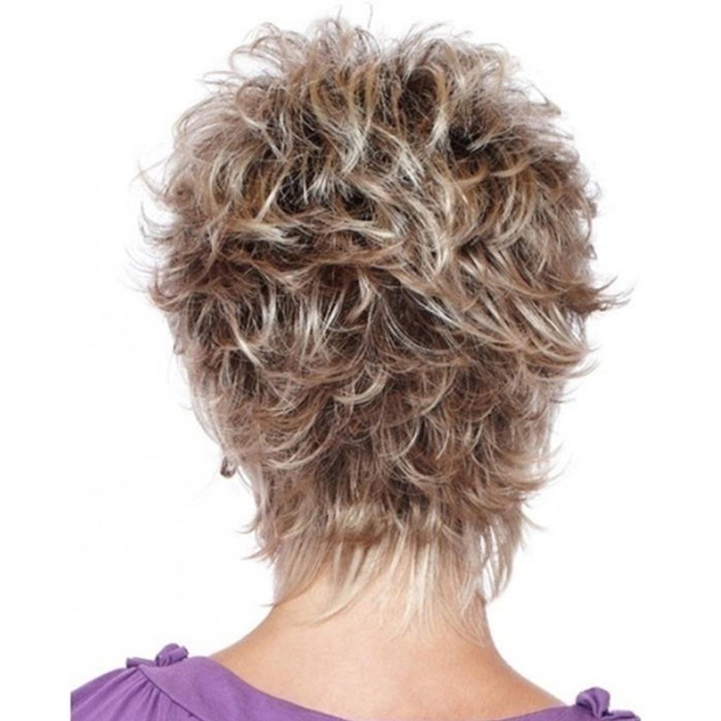 Dámská móda Krátké syntetické paruky Blond ombré vlasy Kostým Párty paruky pro ženu Nadýchaná přírodní kudrnatá paruka Paruka z vysokoteplotních vláken