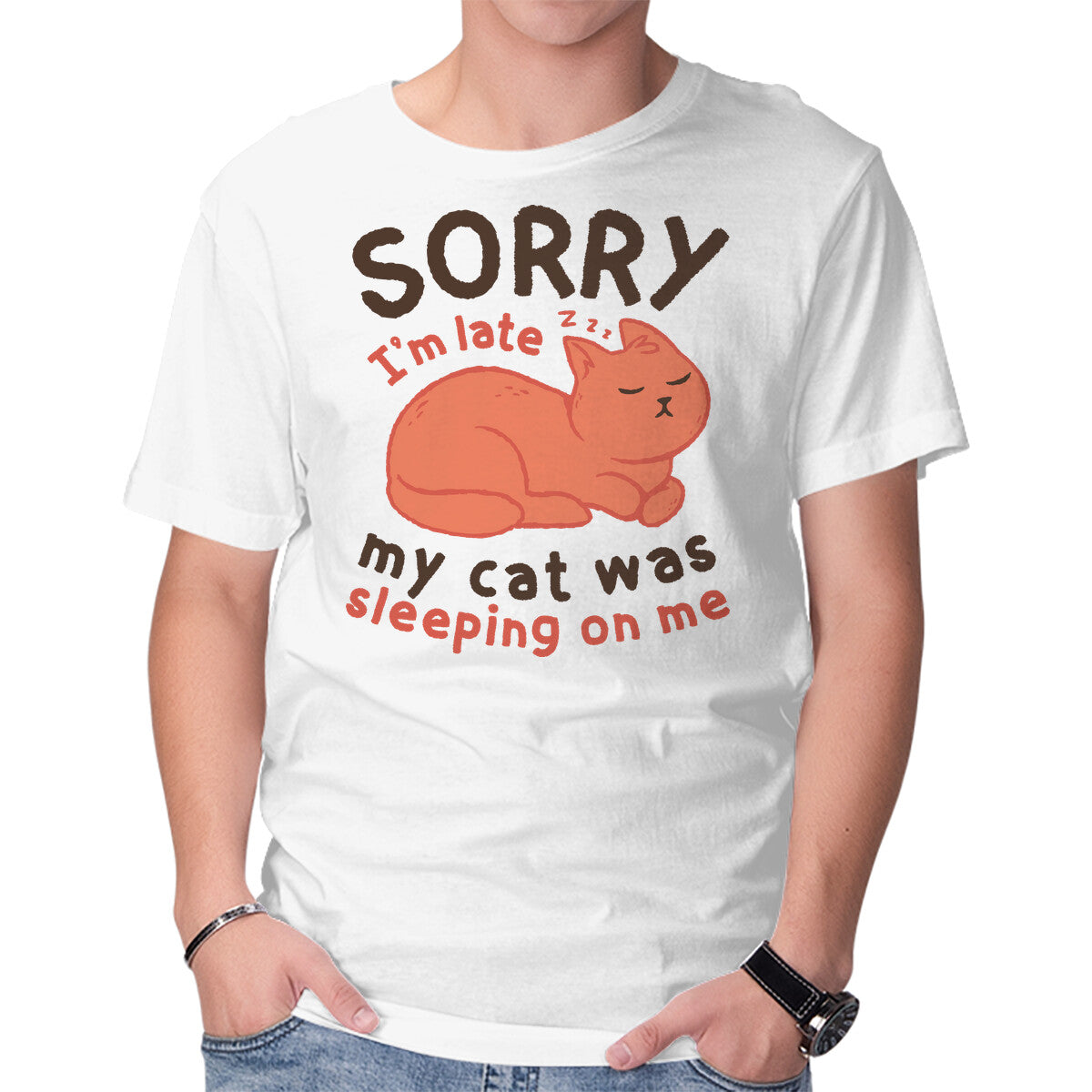 Unisex Crew Neck T-Shirt My Cat Was Sleeping On Me Graphic Short Sleeve Casual Tee XXXL