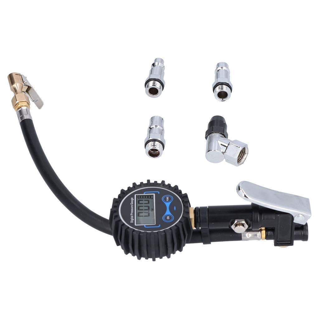 200PSI 14BAR Tire Inflator Meter LCD Display Inflation Pressure Gauge with LED Light for Car Van Motorcycle Dirt Bike