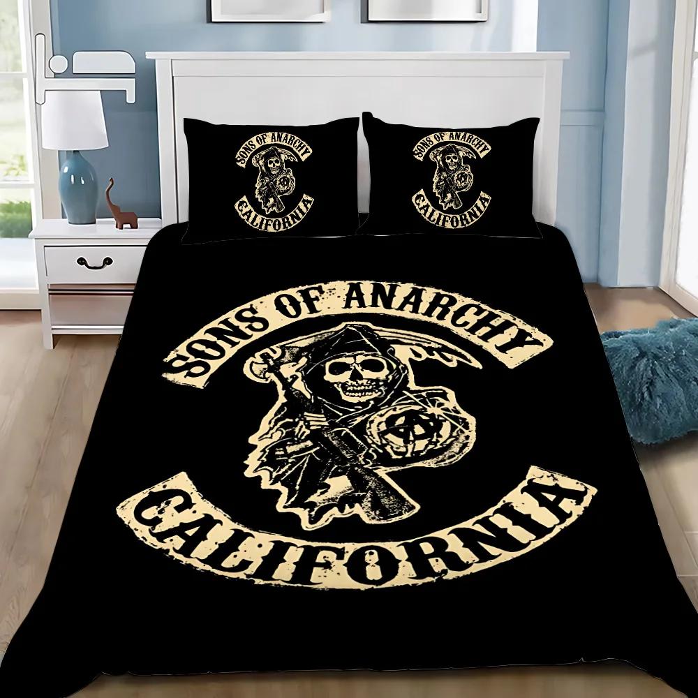 Sons of Anarchy Retro Duvet Cover Pillowcase Bedding Set Adult Boy Girl Bedroom Decoration Children Gift Single Double Size