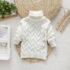 Children's Wool High-Neck Sweater, Cable Knit, Black/White, Unisex Autumn Top
