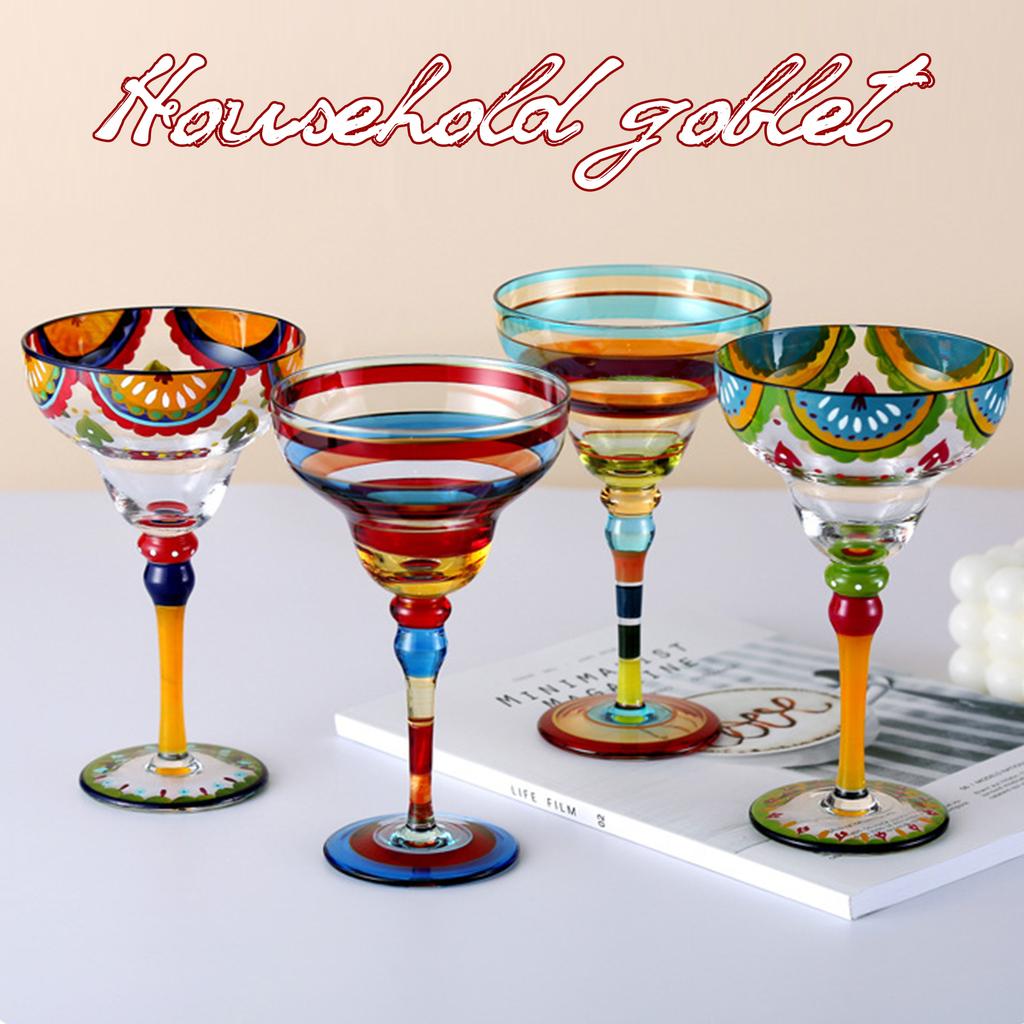 Painted Margarita Wine Glass Crystal Glass Hand-painted Cocktail Glass Alicia Home Goblet for Home Bar Wedding Party Dropship