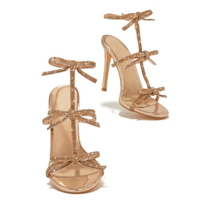 Mote Ny Designstil Peep Toe Spennestropp Kvinnesandaler Mote Krystall Tynne Høye Hæler Stripper Party Damesko Zapatos Mujer