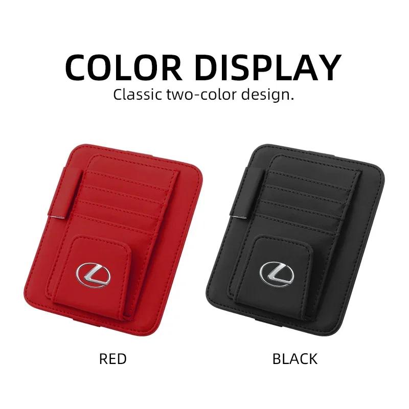 Car Sun Visor Sunglasses Clip Universal Business Cards Bill Holder Clip Leather Card Holder For LEXUS RX300 RX330 RX350 IS250