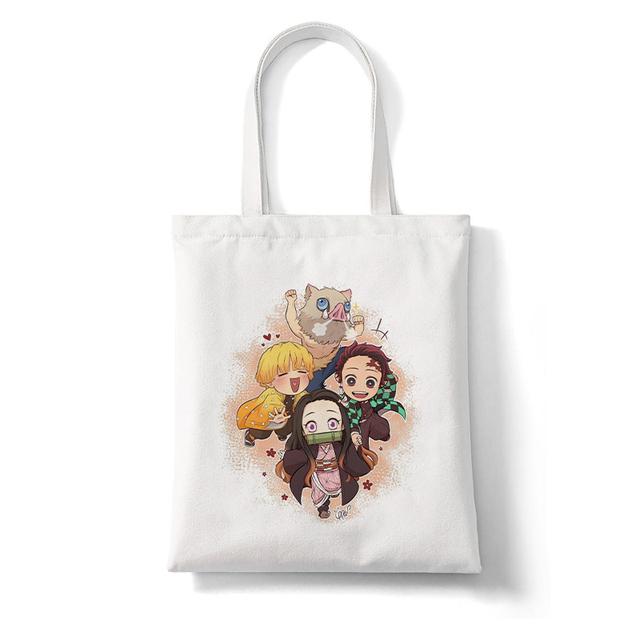 Demon Slayer Japan Anime Kimetsu No Yaiba Kamado Tanjirou Kabelky Taška cez rameno Nákupná kabelka Vysokokapacitná dámska plátená taška