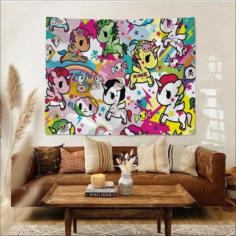 Japanese Tokidoki Tapestry Tapestry Art Printing Indian Buddha Wall Decoration Witchcraft Bohemian Hippie INS Home Decor