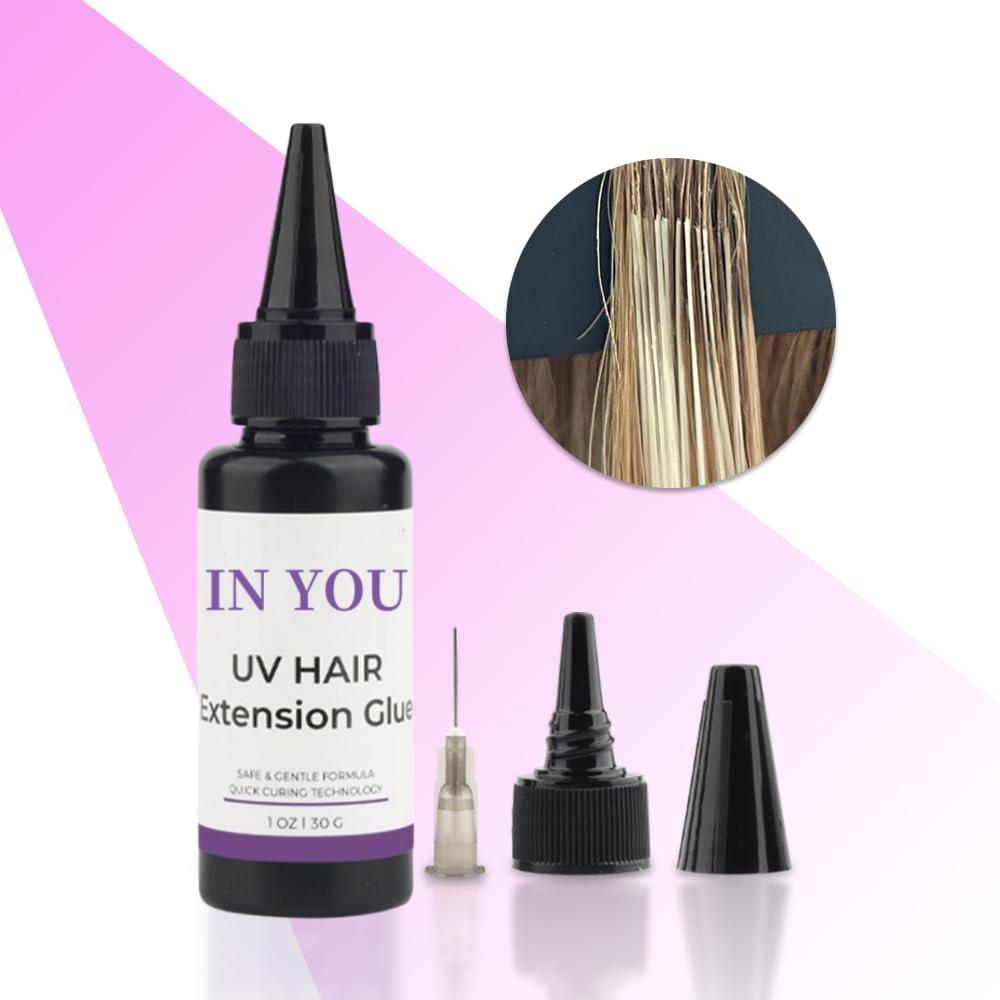 UV Hair Extension Kit with UV Lamp: 30g Fast-Curing Glue & Tools | Invisible Bonds, Damage-Free Salon & Home Use