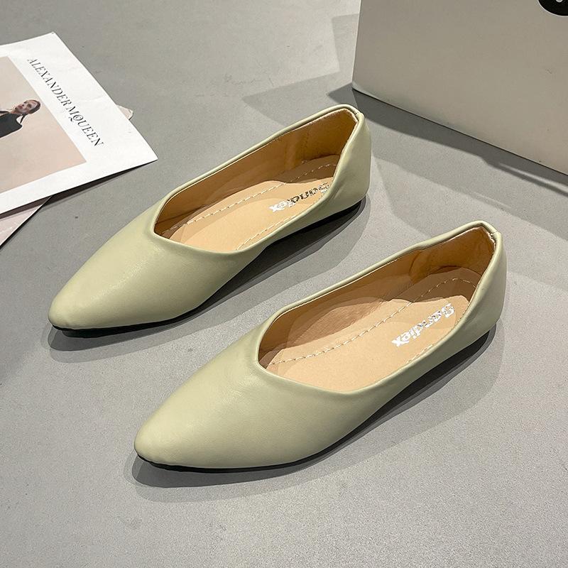 2024 New Arrival Spring Autumn Pointed Toe Comfortable Casual Retro Elegant Women's Shoes Shallow Mouth Breathable Flat Shoes
