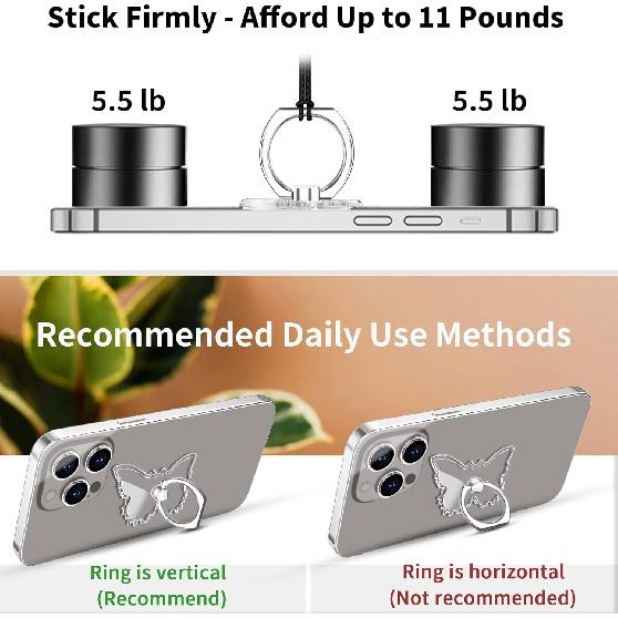 TACOMEGE Transparent Clear Butterfly Phone Ring Grips Holder, Finger Ring Stand for Cell Phone Tablet Case