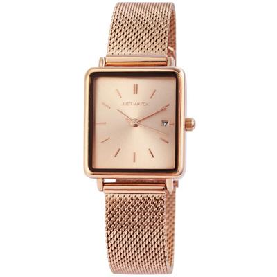 Watch - Sienna - 26 Mm Rectangular Case - Rose Gold Stainless Steel Mesh Strap - Miyota GN10, 3 ATM
