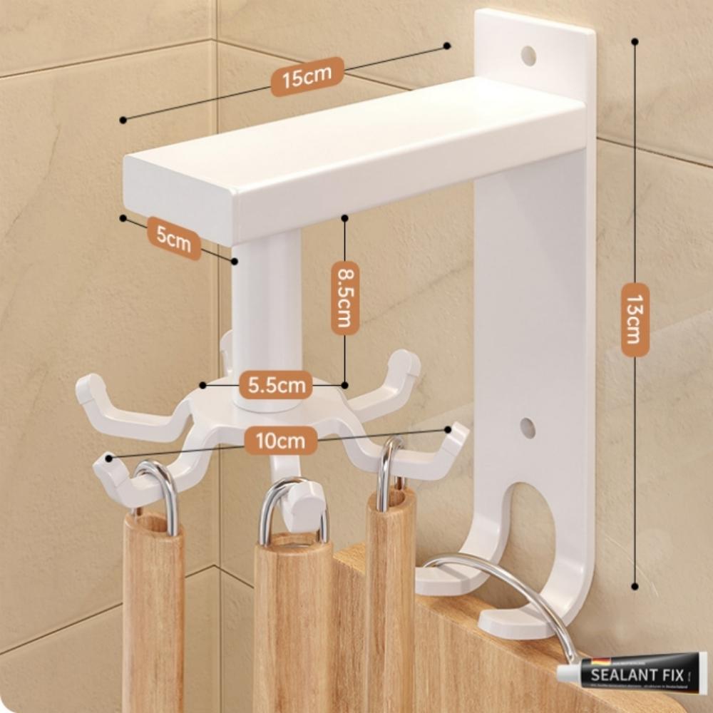 

Кухонный вращающийся крючок настенная стойка для инструментов алюминиевая вешалка для хранения 6 8 10 штифтов без пробивки отверстий 6hook белый