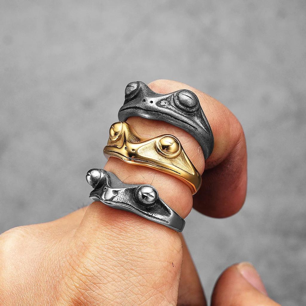 Frog Prince Men Rings Stainless Steel Women Jewelry Vintage Punk Rock Cool Stuff New Fashion Couple Accessories Gift