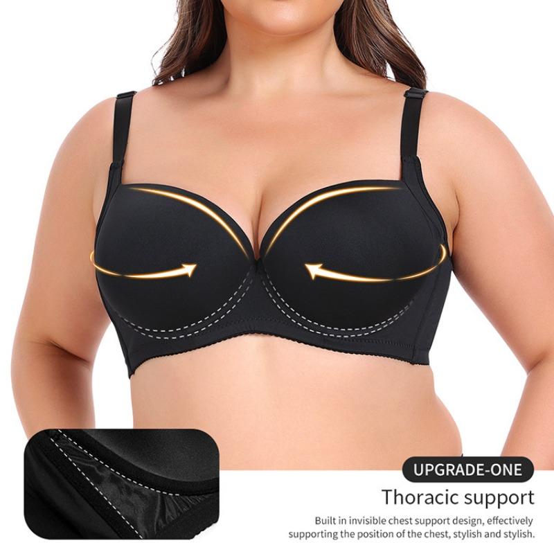 European and American Large Size Bra Smooth Seamless Push-up Bra with Underwire Adjustment