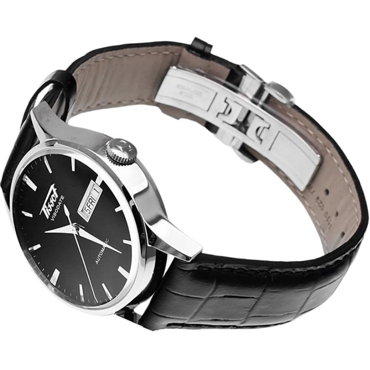 Tissot Nostalgisk Klassisk Serie Automatisk Mekaniskt Urverk 30 Meter Svart Urtavla 316L Rostfritt Stålboett Läderarmband T019.430.16.051.01 40mm
