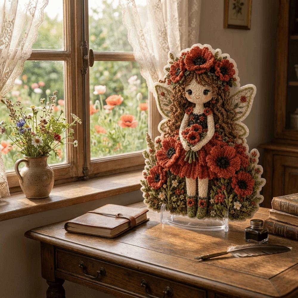 Handmade Flower Fairy Poke Art Kit Thick Board Embroidery Craft Set 3D Festive Plaque Craft Lovers
