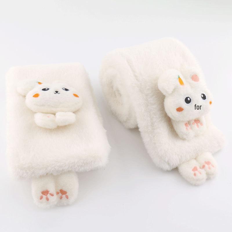 Korean Style Winter Plush Rabbit Scarf for Children: Cute, Thick, and Warm Neck Protector