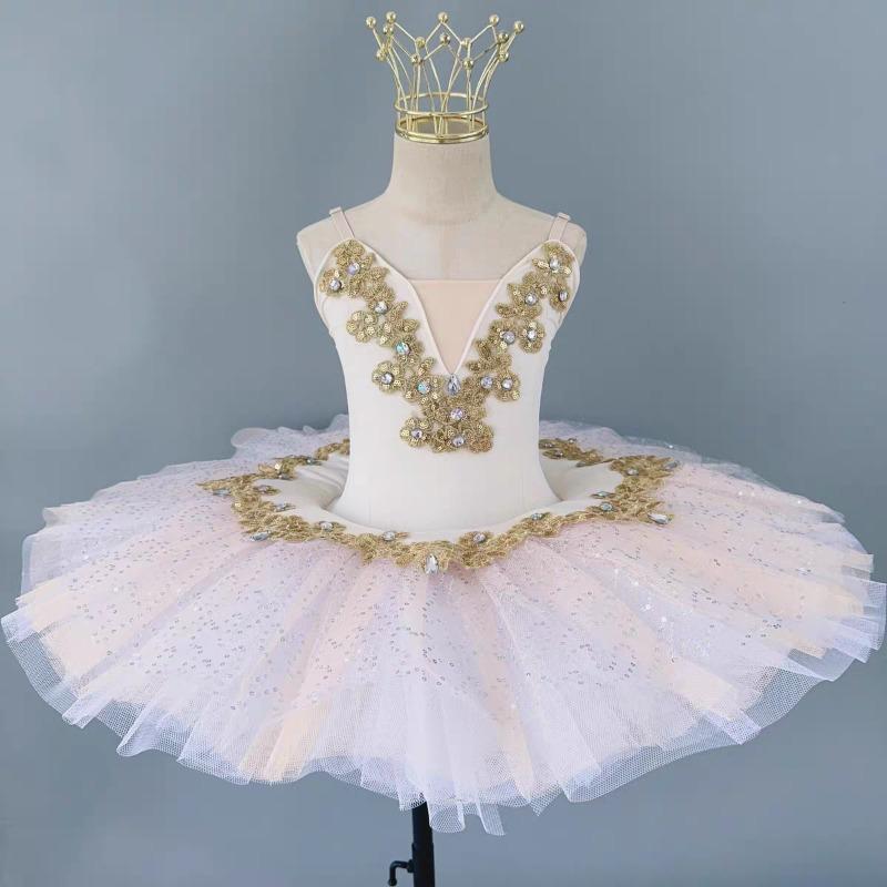 Professional Children s Ballet Little Swan Performance Costume for Girls Princess Dance Tulle Tutu Skirt 100 розовый