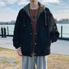 Mens Loose Fit Hooded Windbreaker Jacket Casual Outwear Streetwear