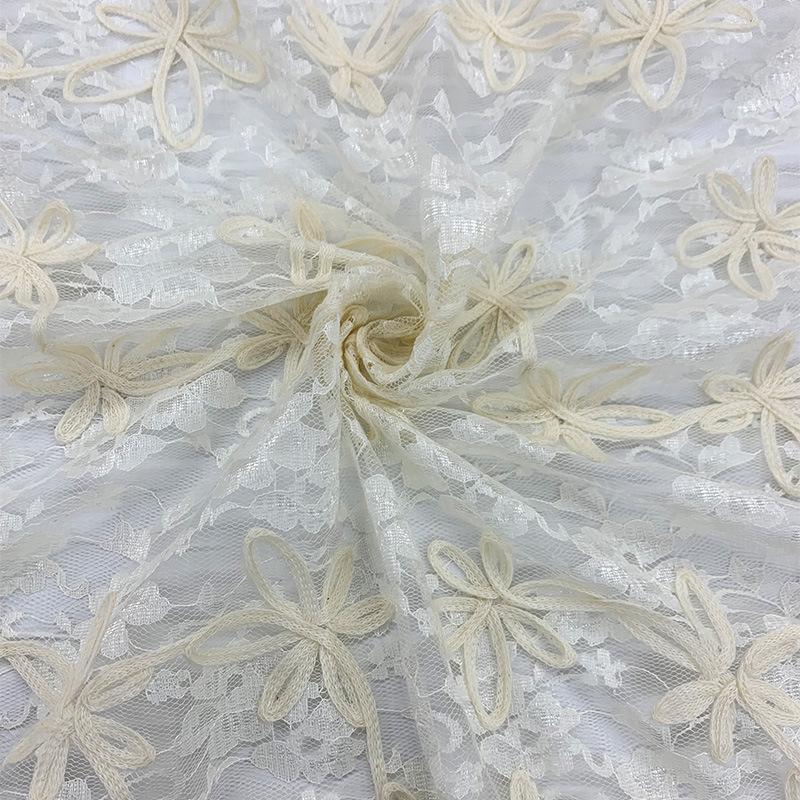 

Luxury Polyester Jacquard Lace Fabric for Wedding and Evening Gowns абрикосовый