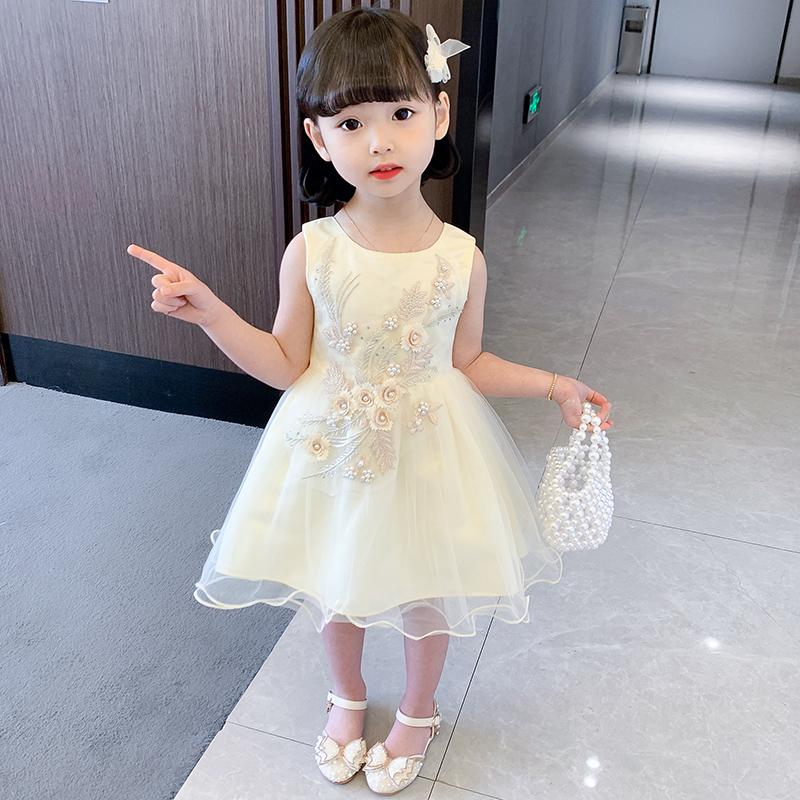 Girls' summer 2026 new mesh dress, stylish princess dress, birthday dress, baby performance dress