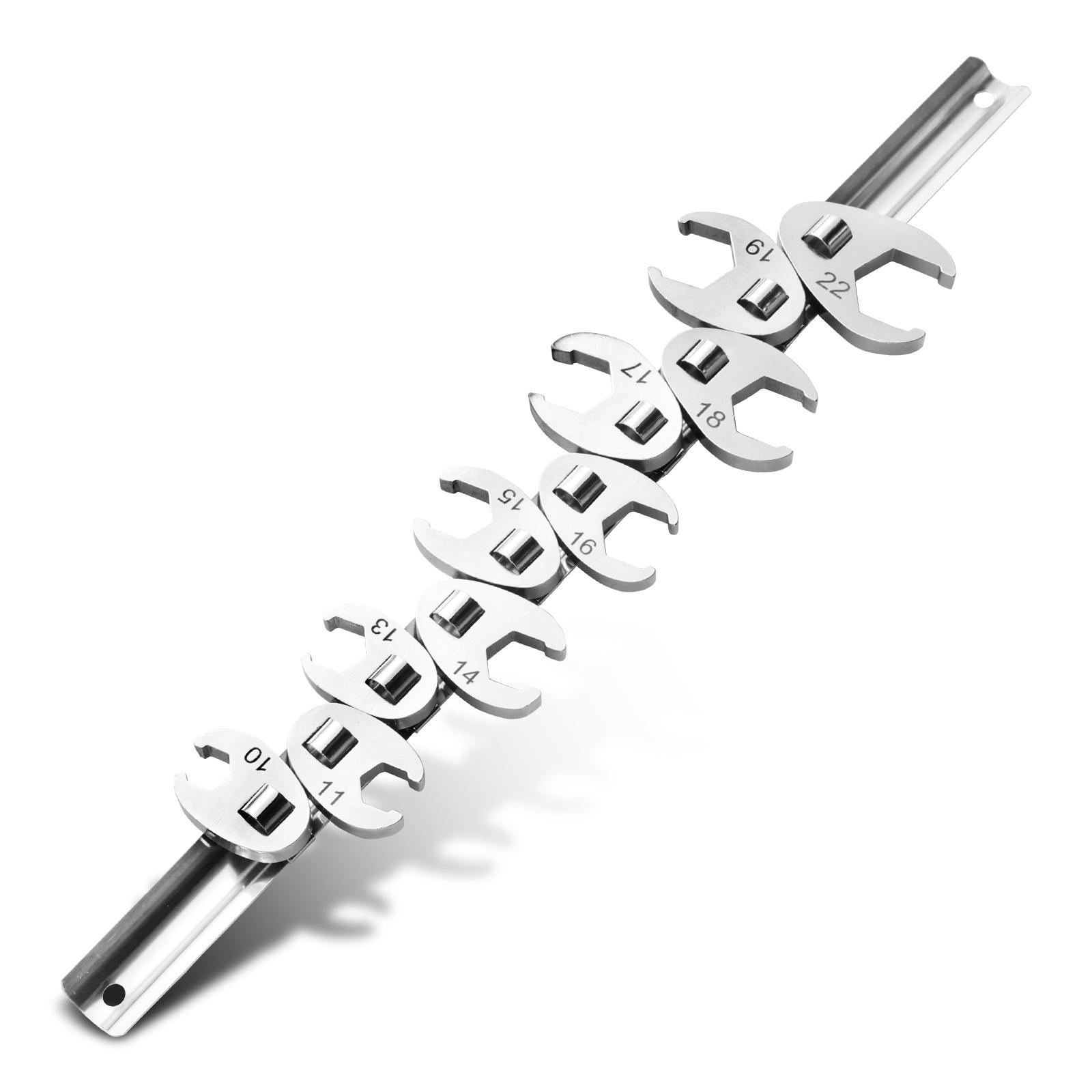 

10/11 Pcs Flare Nut Wrench Set 10-22 mm Crowfoot Wrench Set with Storage Rack Horn Dual Purpose Wrenches Tool Kit for 3/8 Drive