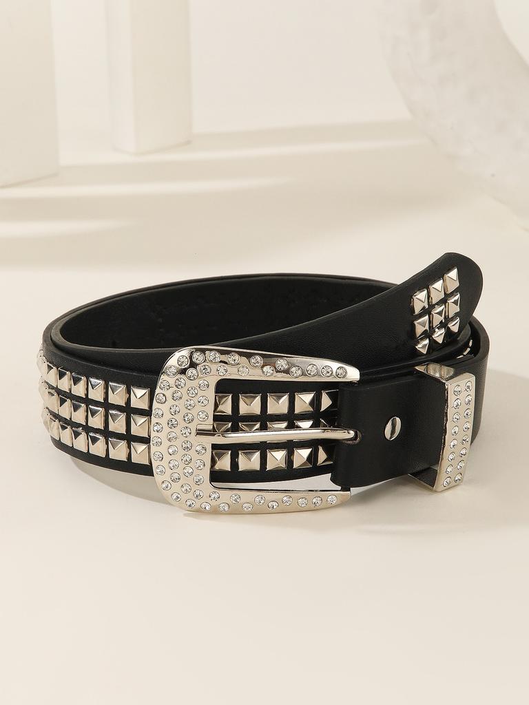 Rivet Fashion And Rhinestone Decoration Women Casual Wide Belt Daily For