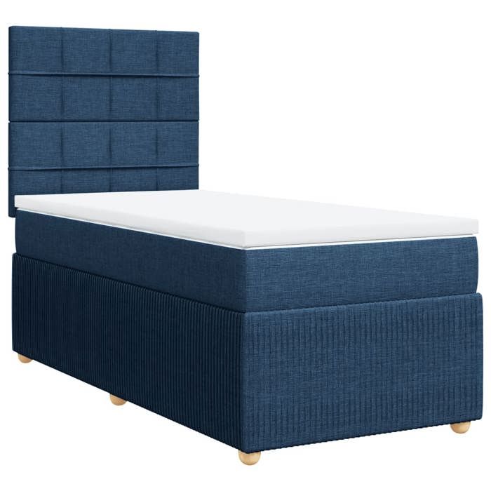 VidaXL Bed Slatted Base with Mattress Blue 90x200 Cm Fabric 3294245