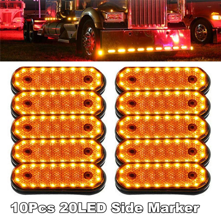 

10X Amber 20LED Side Marker Indicator Light Lamp Caravan Truck Trailer Lorry 24V