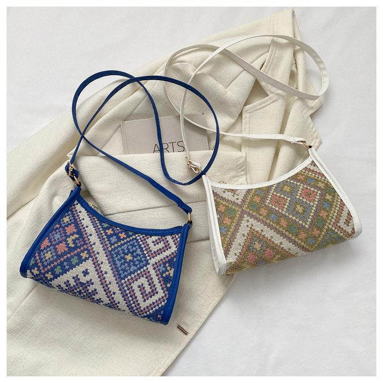 Ethnic Style Armpit Bag Autumn New Style Western-style Single Shoulder Diagonal Cross Hand-held Women's Small Square Bag