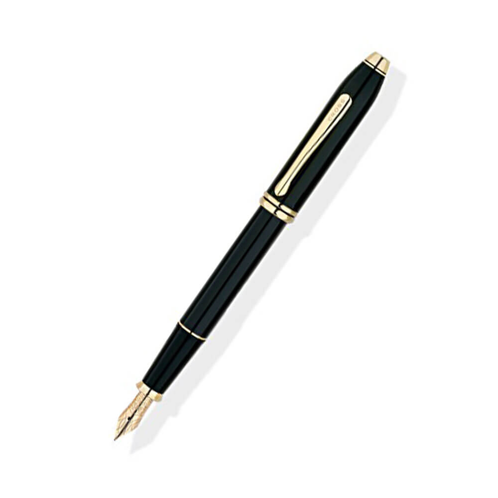 Cross Townsend 23CT Gold Plated Black Lacquer Pen (Med Fountain)