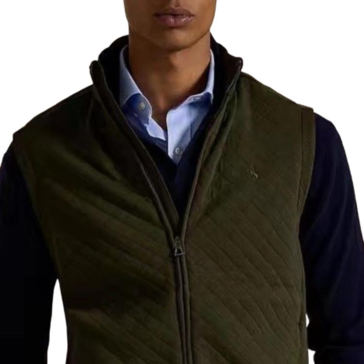 Polo Ralph Lauren Solid Color Logo Embroidered Stand Collar Zip Vest Men vests 710980280-002