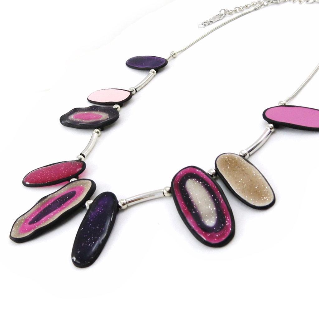 NOA [J2157] - Collier Créateur 'Coloriage' rose violet