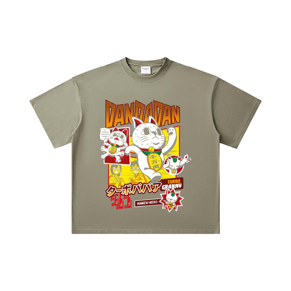 260 GSM Double Yarn 32 Count 100% Cotton Dandadan V31 Turbo Granny Print Unisex Heavy Cotton T Shirt
