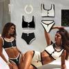 2024 Black & White Color Block High Waist Bikini - Elegant European & American Style Swimwear