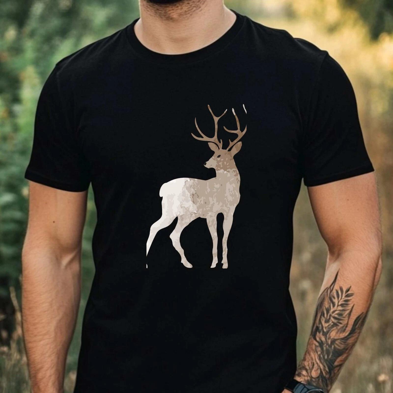 T-Shirt Herren Hirsch Motiv Baumwolle Größe XS bis 5XL XXXXL
