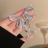 Full Diamond Ribbon Bow Earrings Women's Silver Needle Cold Wind Earrings Light Luxury Niche Design Sense Advanced Earrings Tide