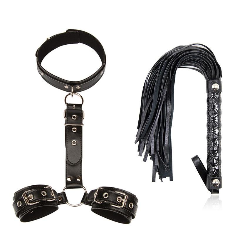 SMLOVE Erotic Sex Toys For Couples Woman Sexy BDSM Bondage Handcuffs Neck Collar Whip For Adult Toys Slave Sex