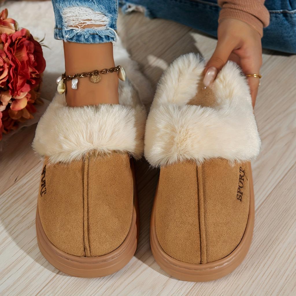 Women Men Closed Toe Plush House Slippers Comfortable Casual Home Shoes with Soft & Cushioned Sole for Winter Wear