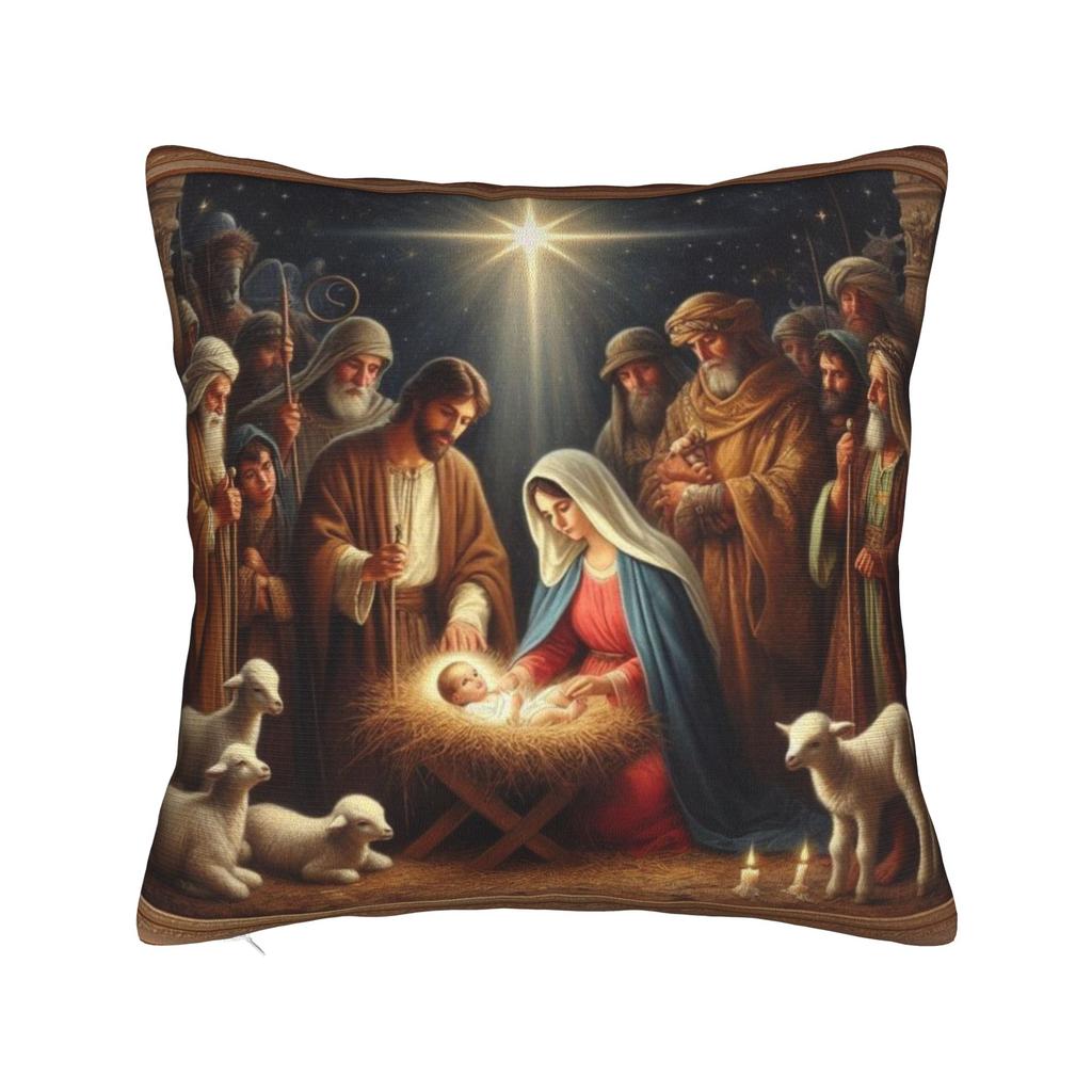 Christmas Nativity Scene Baby Jesus & Mary Printing Pillowcase Cushion Cover  Pillow Covers New Style Home Decor