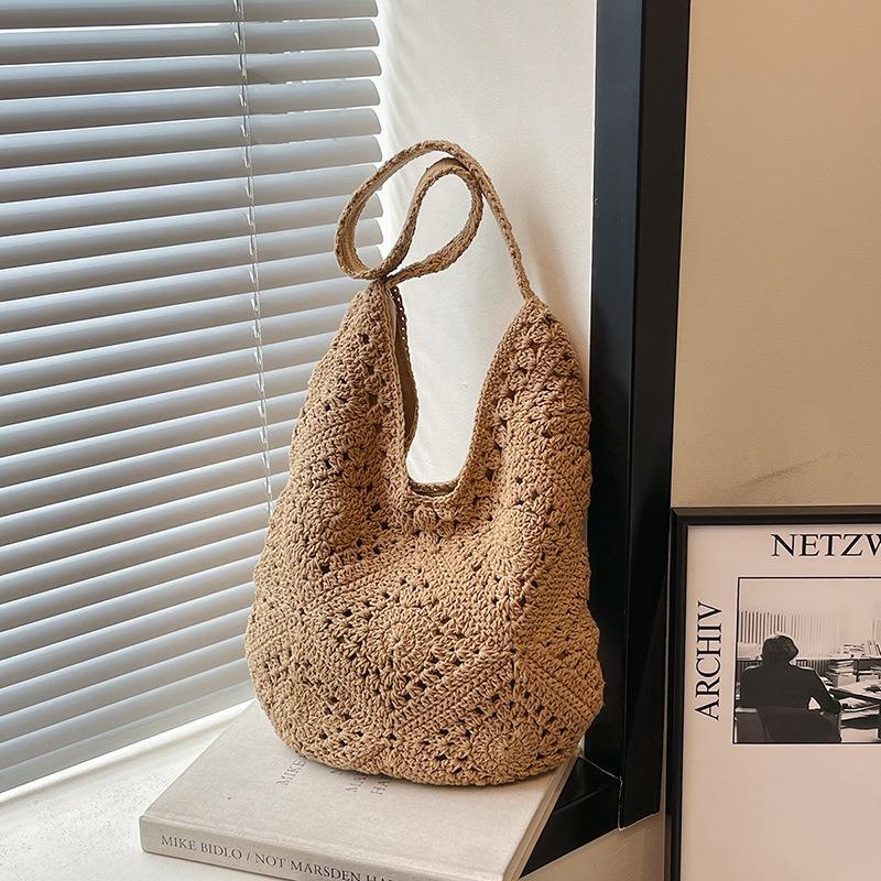 Pastoral Fresh Casual Woven Bag Women's Summer New Large-capacity Versatile Shoulder Armpit Bag
